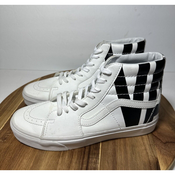 Vans Shoes - Vans SK8 Hi VANS Classic Tumble White Black Spellout Sneakers Men 8 Women's 9.5
